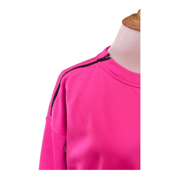 Puma hot pink cropped pullover sweatshirt with zipper detail SZ M workout lounge - Picture 2 of 6